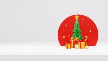 frohe weihnachten 3d-rendering-komposition mit verzierung für veranstaltungsverkauf soziale medien und zielseite foto