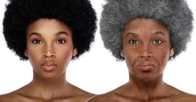 Vergleich von Jung und Alt. afrikanische Frau auf weißem Hintergrund. foto
