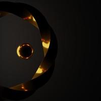 3D-Rendering Dynamisches Objekt der abstrakten Geometrie mit dunklem Hintergrund. foto