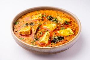 Paneer Khus Khus Curry oder Hüttenkäse Posto Masala aus Mohn, indisches Rezept foto