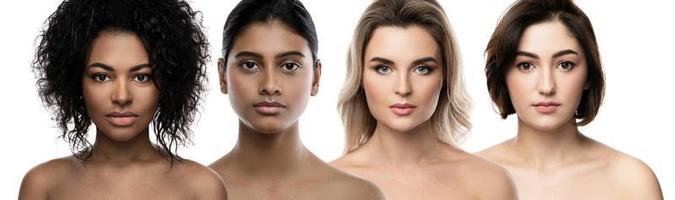 multiethnische Schönheit und Hautpflege. Gruppe von Frauen mit einer anderen ethnischen Zugehörigkeit. foto