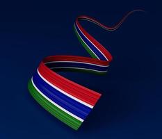 schwenkendes band oder banner mit gambia-flagge. unabhängigkeitstag 3d-illustration foto