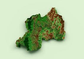 ruanda topografische karte 3d realistische kartenfarbe 3d illustration foto