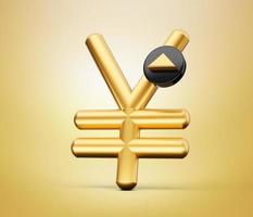 3D-Yen Gold und schwarzes Symbol Yen-Wert wachsen - Anstieg des Yen 3D-Darstellung foto