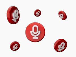 rotes und weißes Mikrofonsymbol 3d Viele Symbole fliegen 3D-Darstellung foto