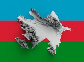 aserbaidschan-karte schattierte relieffarbe höhenkarte auf der isolierten hintergrund-3d-illustration foto