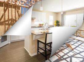 maßgefertigte Küche mit umklappbarer Seitenecke zum Konstruktionsrahmen foto