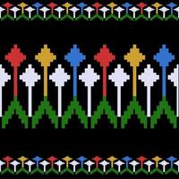 schöne bunte weihnachten thailändische gestrickte stickerei. geometrische ethnische orientalische Muster traditionell auf schwarzem Hintergrund, thailändische Musterkultur isoliert mit Beschneidungspfad foto
