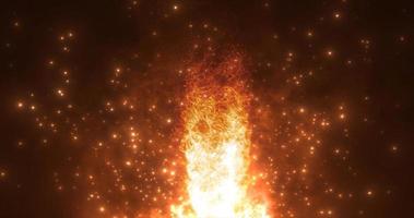 Abstrakte orangefarbene Flamme, Lagerfeuer, glühende geschmolzene Lava, die mit Lagerfeuer von der Erde mit magischer Energie auf dunklem Hintergrund glüht. abstrakter Hintergrund foto