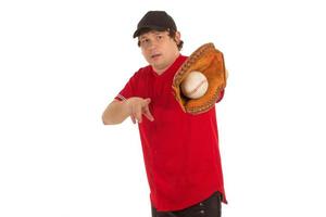 Baseballspieler mit einem Handschuh foto