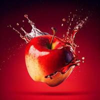 Abbildung des Apfels mit einem Wasserspritzer foto