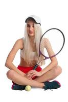 tennisspieler mit schläger foto