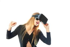 Mädchen im Virtual-Reality-Helm foto