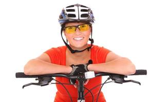 Frau mit Fahrrad foto