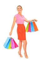 Frau mit Einkaufstüten foto