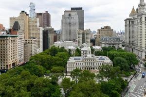 Panoramablick auf die Wolkenkratzer von Lower Manhattan in New York City. foto