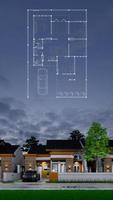 3D-Grafik-Fotoillustration einer minimalistischen Tropenhaus-Vorderansicht mit einem Grundriss, perfekt für Liebhaber minimalistischer Tropenhäuser und architektonische Fotokenner. foto