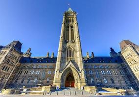 Parliament Hill und das kanadische Parlament in Ottawa, Kanada im Winter. foto