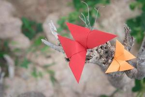 Schmetterlings-Origami mit Blume foto