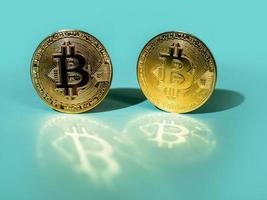 Bitcoin Goldmünze. Kryptowährung virtuelles Geld BTC. Blockchain-Technologie, Bitcoin-Mining-Konzept. Börsenkonzept foto