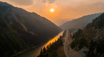 Blick von oben auf den Mount Moran im Grand-Teton-Nationalpark foto