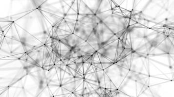 abstrakter weißer Hintergrund mit beweglichen Linien und Punkten. Netzwerkverbindung. weltweite Internetverbindung. Illustration von Big Data. 3D-Rendering. foto