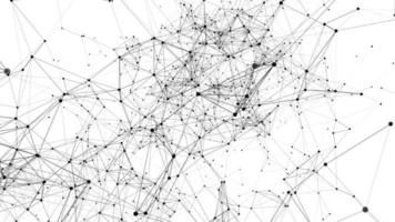 abstrakter weißer Hintergrund mit beweglichen Linien und Punkten. Netzwerkverbindung. weltweite Internetverbindung. Illustration von Big Data. 3D-Rendering.