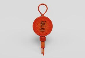 roter chinesischer knoten mit quaste 3d-illustration chinesisches neujahrsdekor ornament foto