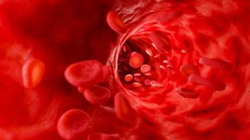 rote Blutkörperchen in der Arterie. 3D-Darstellung. foto