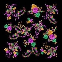 Blumenschal, abstrakter Schal, digital gemaltes abstraktes Design, bunte Textur. fraktale Kunst. abstraktes Textildesign. Textildesign foto