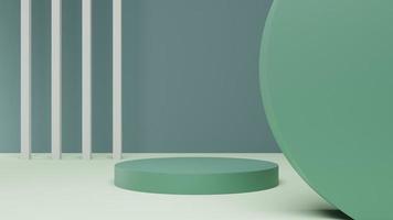 grüner sockel für die produktpräsentation, abstrakte geometrie minimale podiumplattform für die vitrine. 3D-Rendering foto