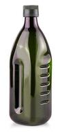 grüne Flasche mit Olivenöl auf weißem Hintergrund foto