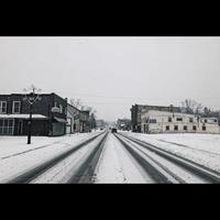 verschneite Kleinstadt foto