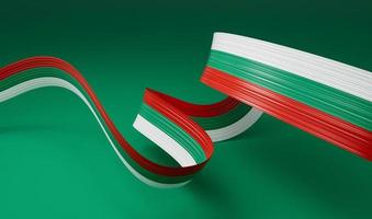 Bulgarien Flagge, 3D-Darstellung auf grünem Hintergrund foto