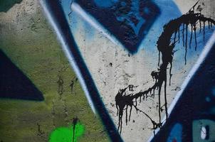 Textur eines Fragments der Wand mit Graffiti-Malerei, die darauf abgebildet ist. ein Bild einer Graffiti-Zeichnung als Foto zu Themen der Street Art und Graffiti-Kultur