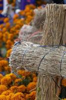 Strohkreuz am Fuß des Cempasuchil-Altars dia de muerto foto