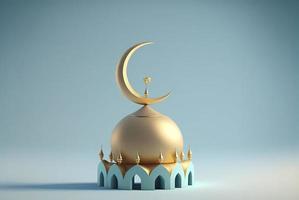 3D-Darstellung einer Moschee mit goldenem Mond und Sternenverzierung foto