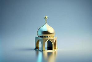 3D-Darstellung einer Moschee mit goldenem Mond und Sternenverzierung foto