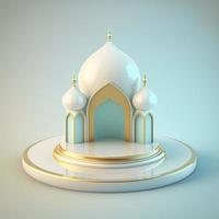 islamischer ramadan podium hintergrund der futuristischen und modernen 3d realistischen moschee mit szene und bühne für die produktpräsentation foto