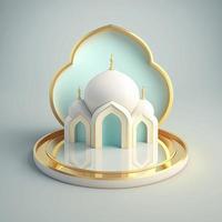 islamischer ramadan podium hintergrund der futuristischen und modernen 3d realistischen moschee mit szene und bühne für die produktpräsentation foto