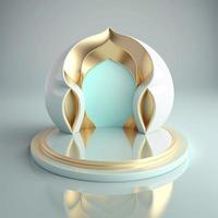 islamischer ramadan podium hintergrund der futuristischen und modernen 3d realistischen moschee mit szene und bühne für die produktpräsentation foto