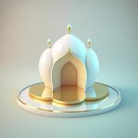 islamischer ramadan podium hintergrund der futuristischen und modernen 3d realistischen moschee mit szene und bühne für die produktpräsentation foto