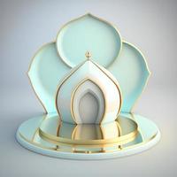 islamischer ramadan podium hintergrund der futuristischen und modernen 3d realistischen moschee mit szene und bühne für die produktpräsentation foto