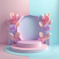 3D-Darstellung des Produktständers mit floralem Ornament foto