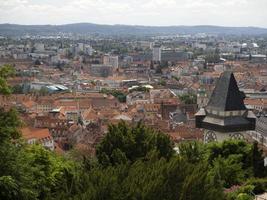 graz österreich luftpanorama vom uhrturm foto