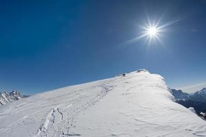 Dolomiten riesige Panoramablick in der Winterschneezeit foto