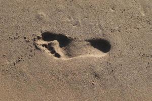 Fußspuren im Sand am Meer foto