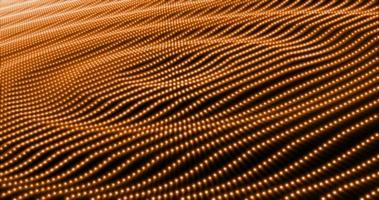 abstrakt gelb orange wellen streifen kreise aus partikeln und punkten futuristisch rhythmisch glühend magische energie. abstrakter Hintergrund foto