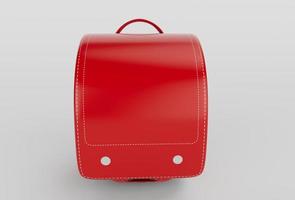 3D-Darstellung Roter Schulrucksack isoliert auf weißem Hintergrund foto
