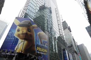 New York, USA - 7. Mai 2019 - Premiere von Detektiv Pikachu auf dem Times Square foto